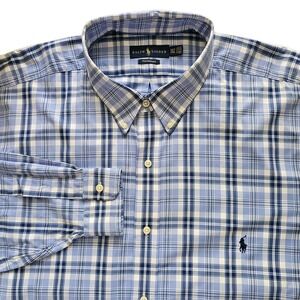 Ralph Lauren 3XLT‎ Blue Long Sleeve Plaid Performance Button Up Shirt Classic